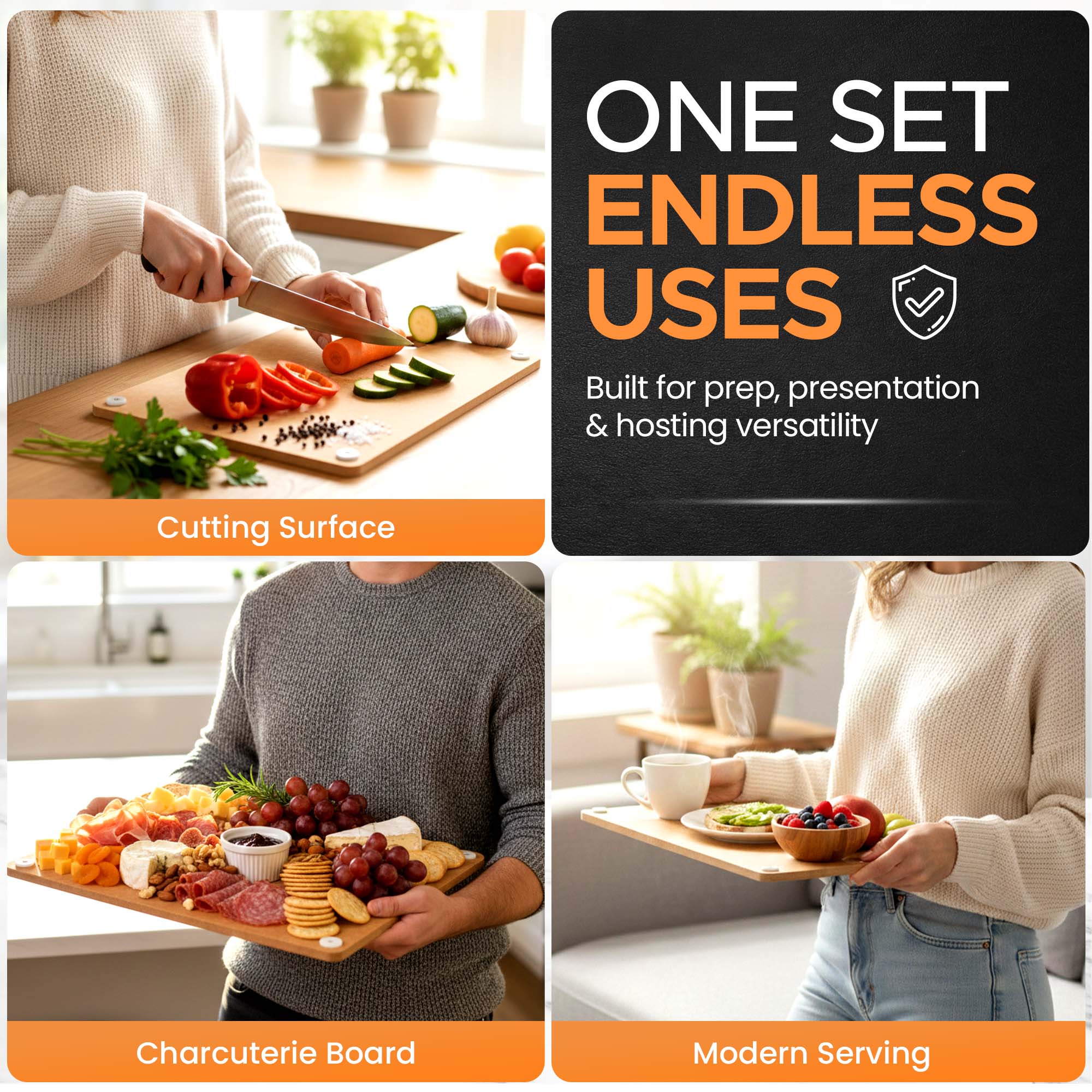 One Set Endless Uses – multiple cutting board use cases